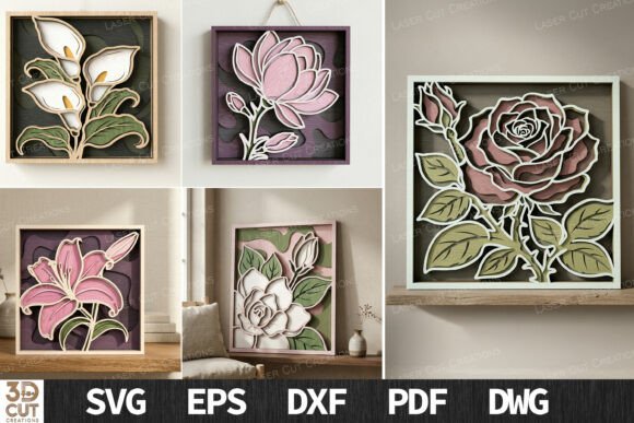 Download Layered Floral Wall Art SVG Bundle - Premium Bundle